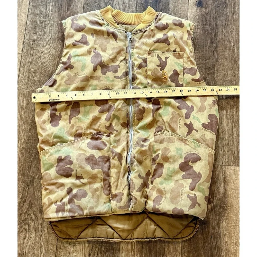 Bob Allen Vest Mens L Camo Quilted Reversible Ducks Unlimited Insulated USA EUC!